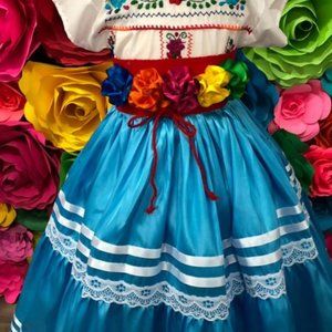 Mexican Red SKIRT ONLY day of the dead Handmade- B